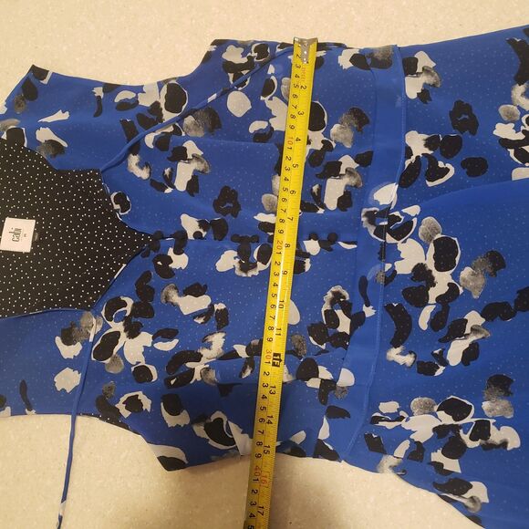 CAbi Untamed Electric Blue Floral Polka Dot Midi Dress Size M - Picture 3 of 6